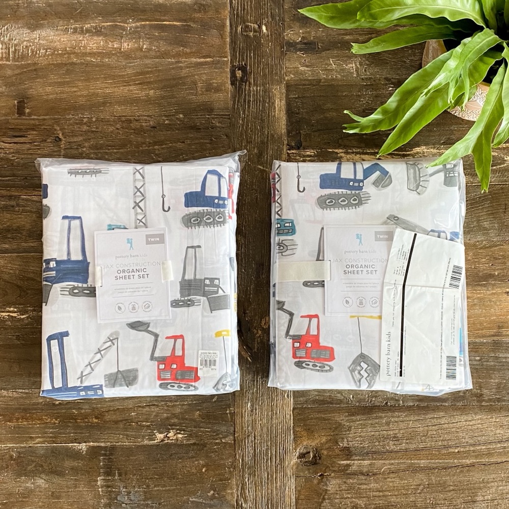 TWO Jax Construction Organic Sheet Sets & Pillowcases